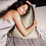 Khaki Satin Pillowcase (2 Pack) Silk Pillow Case, Queen Size(20x30 inch)