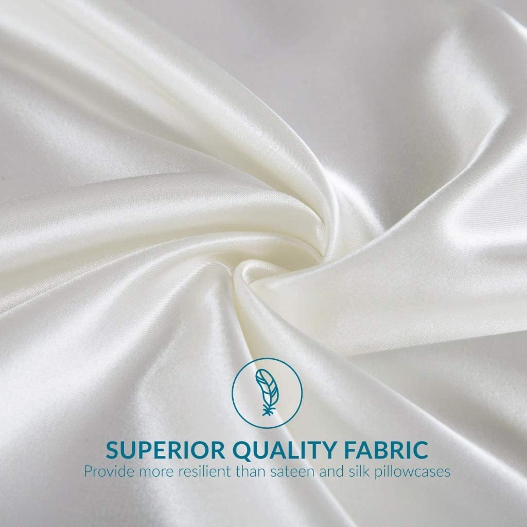 Silver Satin Pillowcase 2 Pack Queen Size 20x30 inches