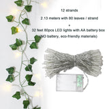 Fake Ivy Leaves with Lights, Set of 12 Artificial Greenery vines for room decor