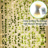 Fake Ivy Leaves with Lights, Set of 12 Artificial Greenery vines for room decor